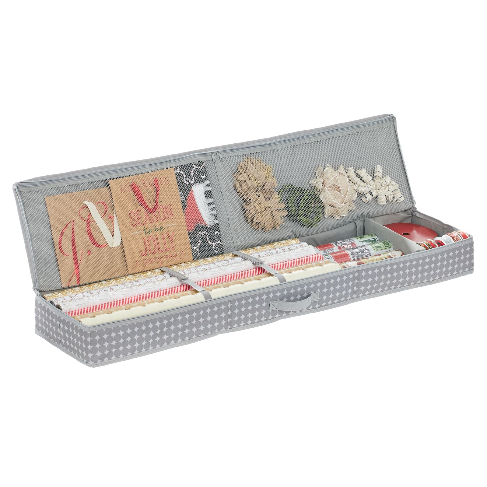 mDesign Long GiftWrapping Paper Storage Bag with Handles and Zipper