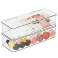 thumbnail image 1 of mDesign Long Kitchen Pantry/Fridge Storage Box with Hinged Lid, 2 Pack, Clear, 1 of 9