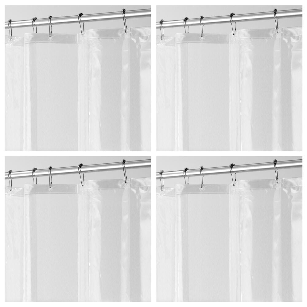 mDesign Long PEVA 72" x 72" Waterproof Shower Curtain Liner, 4 Pack