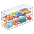 thumbnail image 1 of mDesign Long Plastic Playroom/Game Storage Box with Hinged Lid, 2 Pack, Clear, 1 of 8