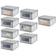 thumbnail image 1 of mDesign Medium Fabric Closet Storage Box with Front Window/Lid, 8 Pack, Gray, 1 of 8