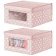 thumbnail image 1 of mDesign Medium Fabric Nursery Box with Lid/Window, 2 Pack, Pink/White Polka Dot, 1 of 8