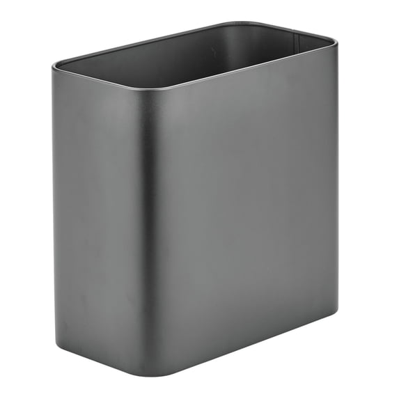 mDesign Metal 2.4 Gallon Bathroom Trashcan Wastebasket Garbage Bin, Dark Gray