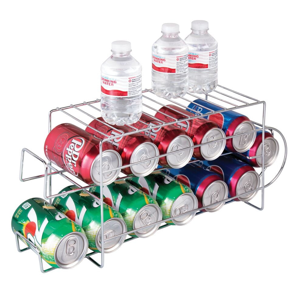 Stackable Can Rack Organizer for Pantry Storage, Can Dispensers with 4  Adjustable Dividers, 2-Tier Metal Wire Basket Beverage Pop Soda Rack for