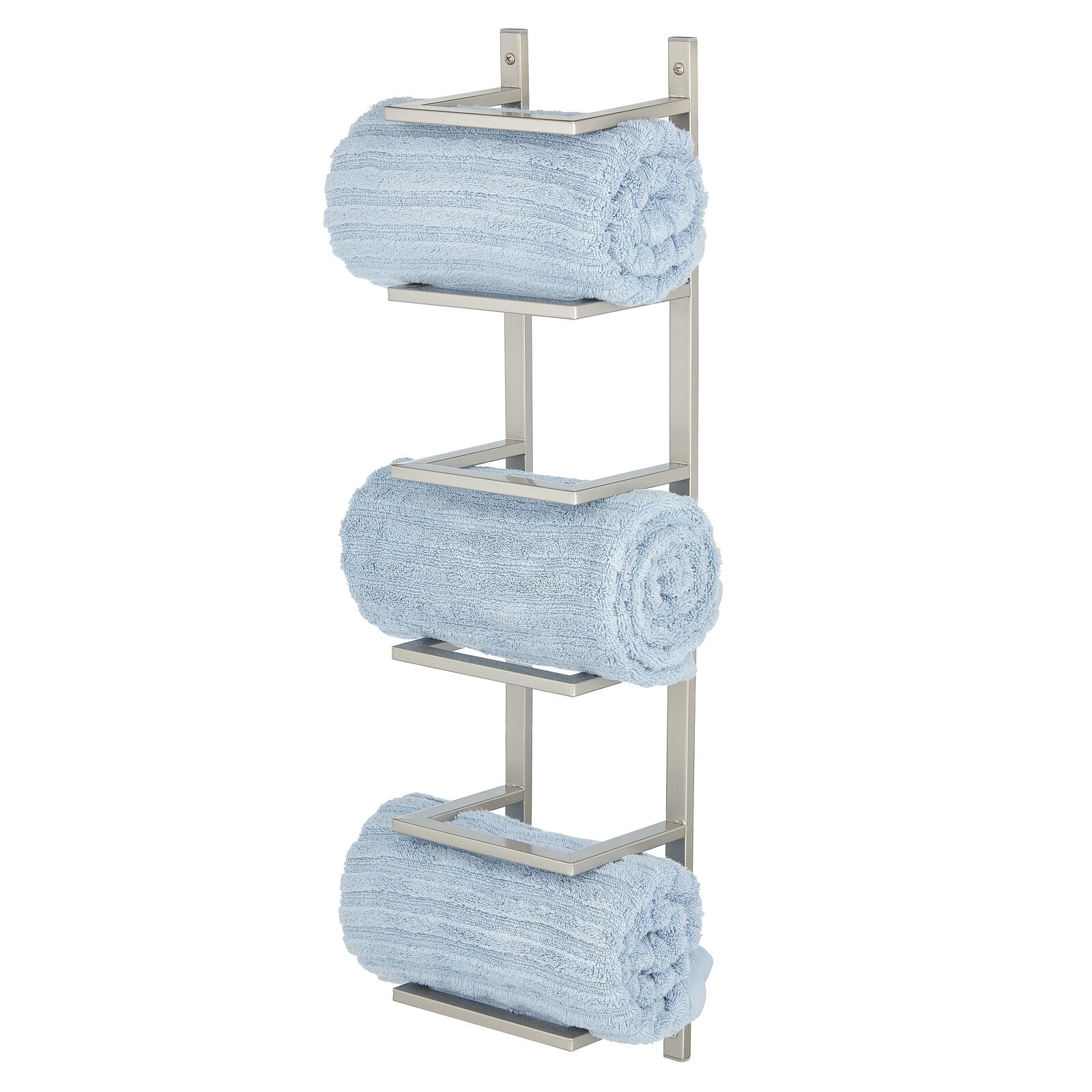 mDesign Metal 5 Tier Wall Mount Towel Rack Holder and Storage Organizer Satin Walmart