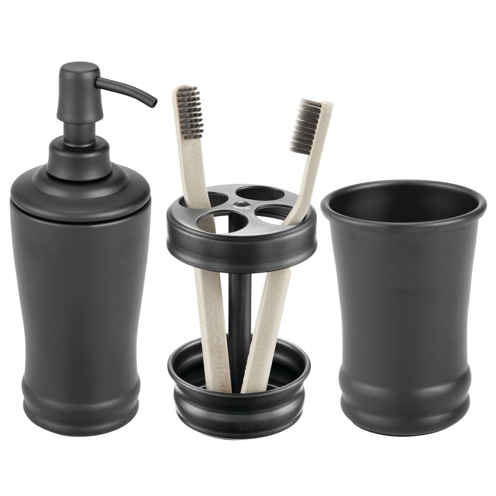 CERBIOR 6 Pcs Bamboo Bathroom Accessories Sets Irregular Stripe Design Complete Set Bathroom