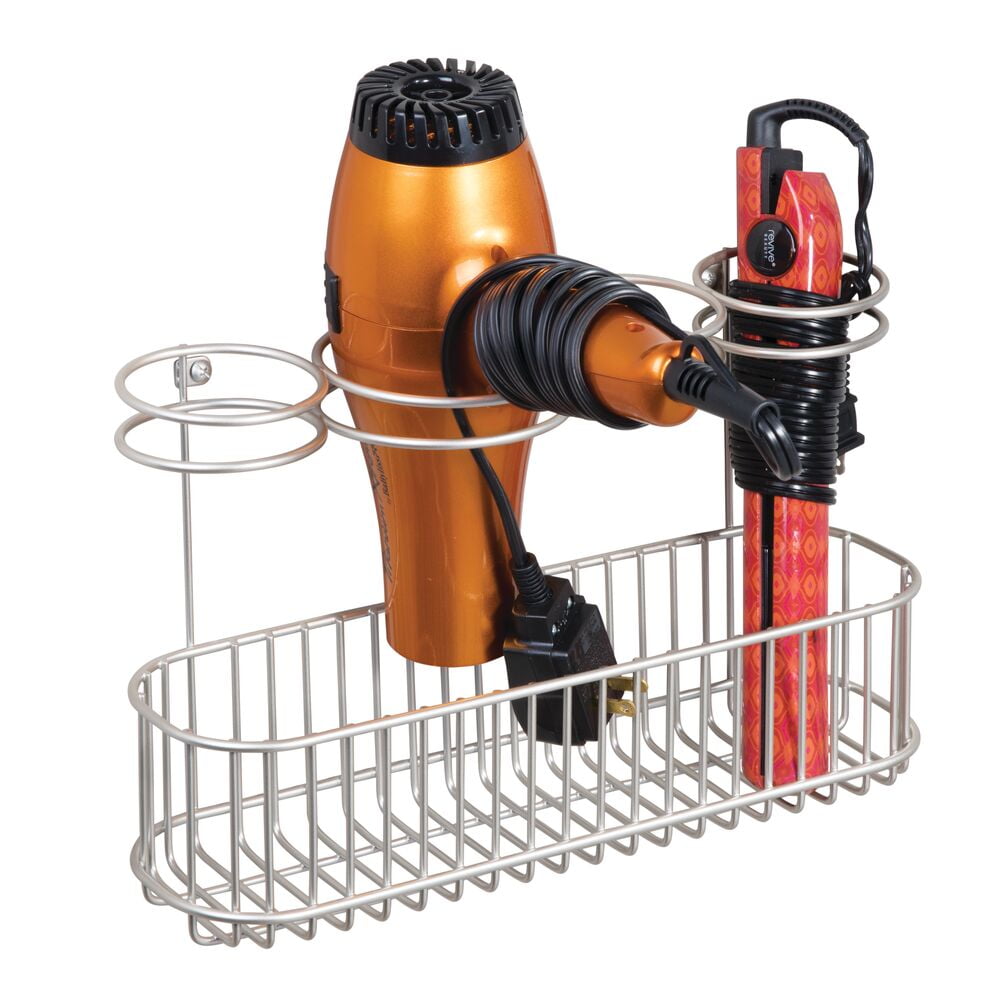 mDesign Metal Mount Hair Care Styling Tool Storage Basket