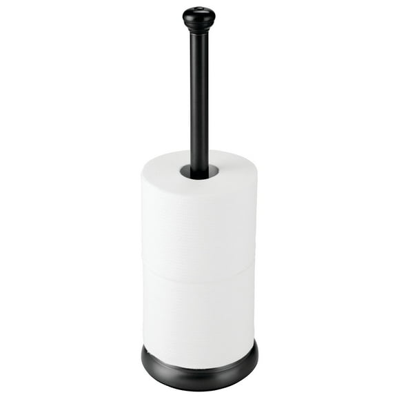mDesign Metal Free-Standing Toilet Paper Holder - Black