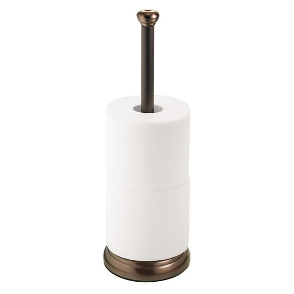 mDesign Metal Free-Standing Toilet Paper Holder - Bronze
