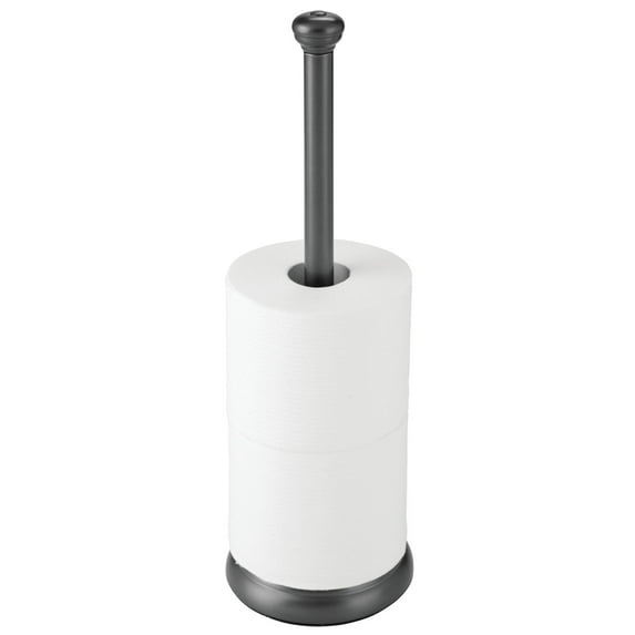 mDesign Metal Free-Standing Toilet Paper Holder - Dark Gray