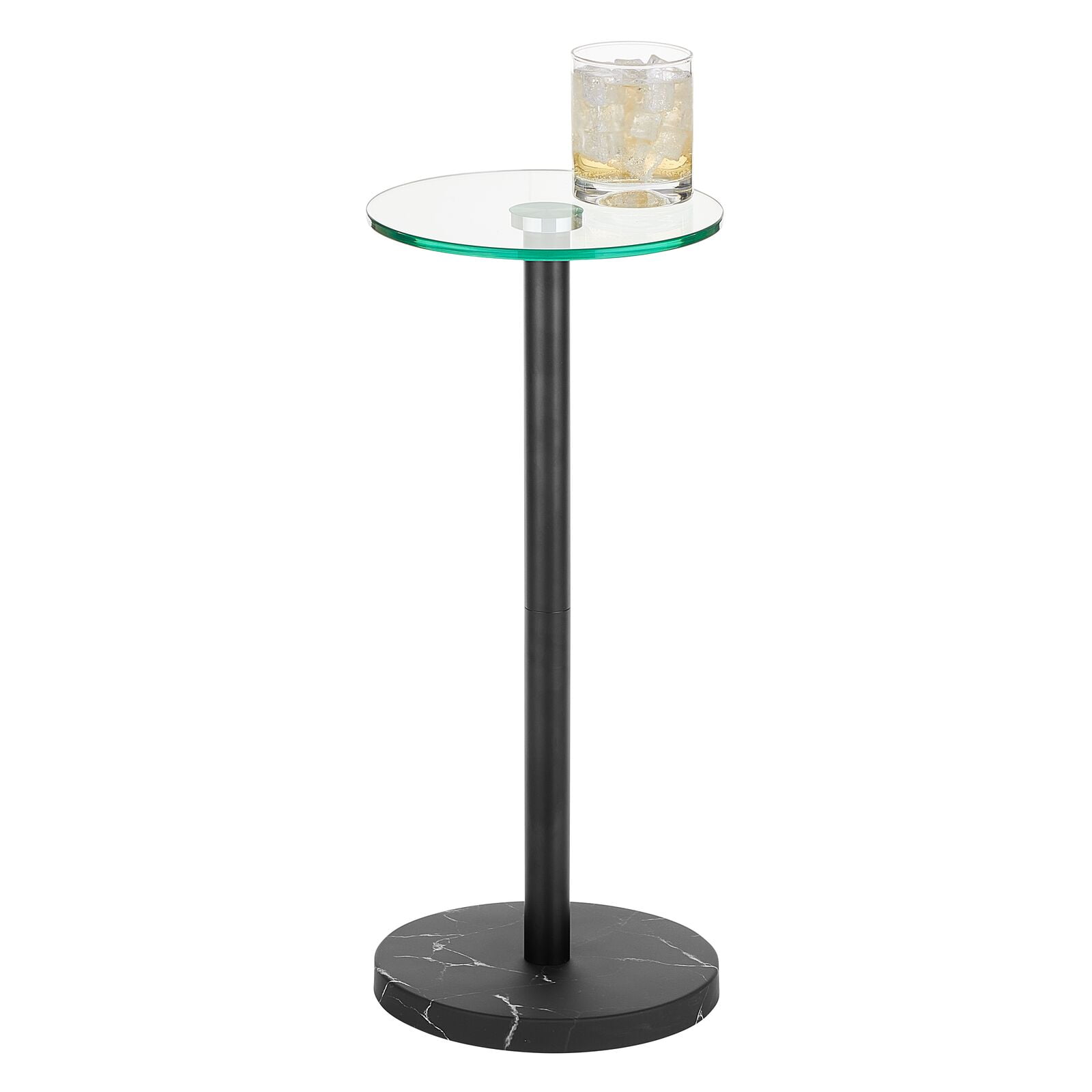 mDesign Round Accent Side/End Drink Table, Metal Base with Glass Top ...