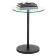 thumbnail image 1 of mDesign Metal/Glass Round Accent Side/End Drink Table, Clear/Black Marble Print, 1 of 6