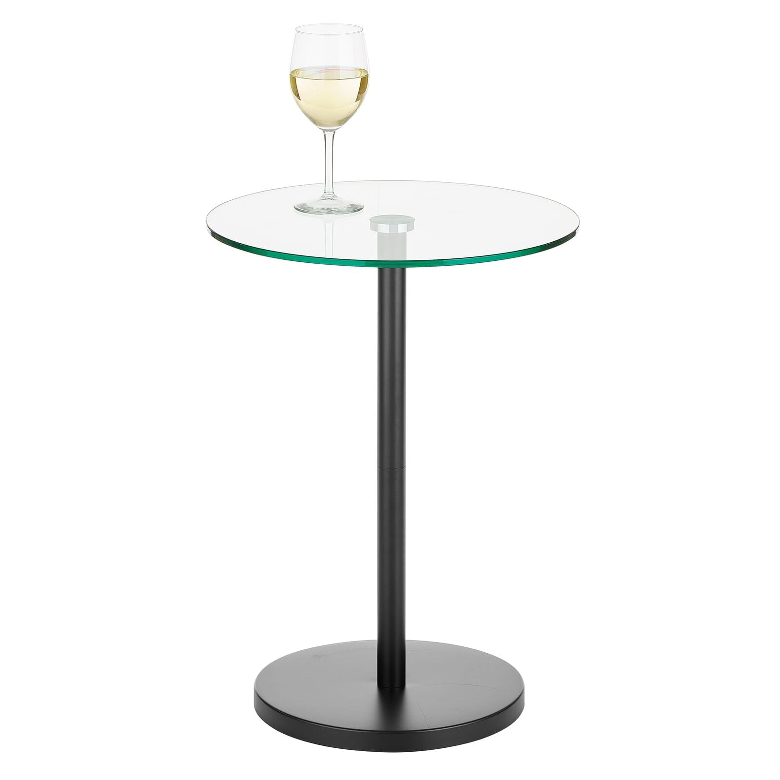 Clear Glass Top Round Metal Accent Side Table
