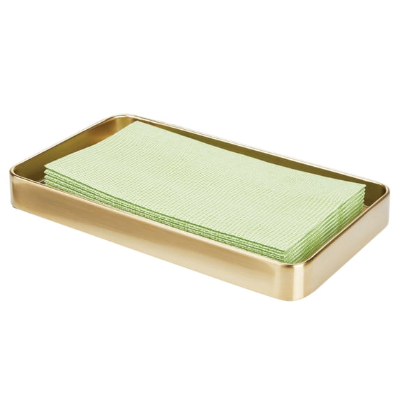 mDesign Metal Guest Hand Towel Paper Napkin Storage Tray Dispenser - Soft Brass