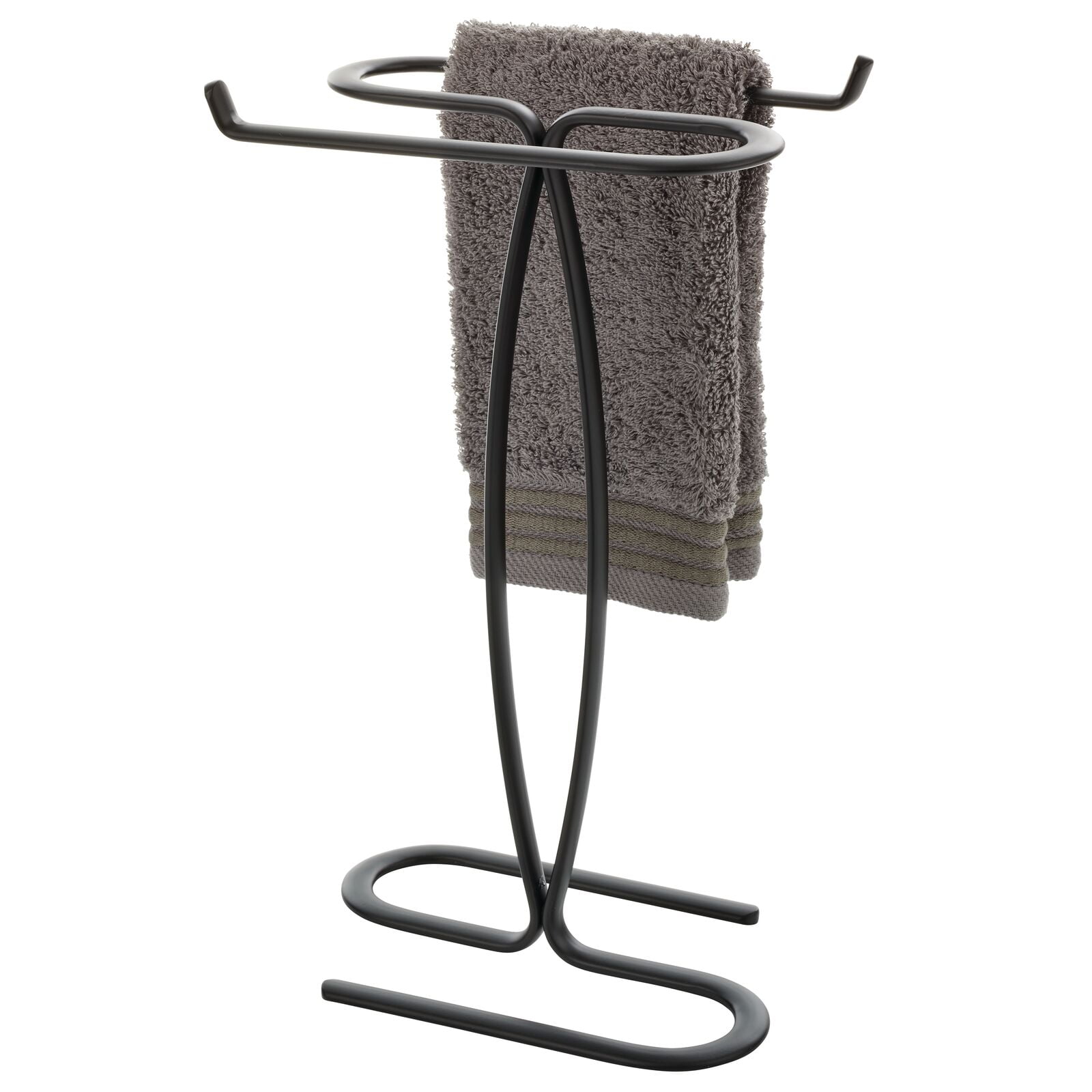 mDesign Metal Hand Towel Holder Stand for Bathroom Countertop Black