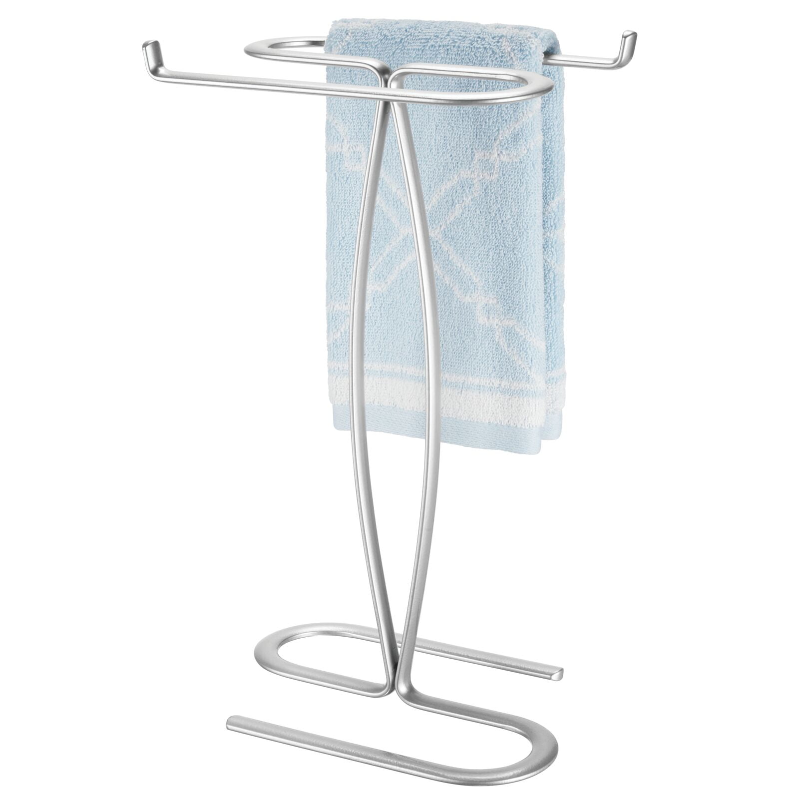 mDesign Metal Hand Towel Holder Stand for Bathroom Vanity Countertop Chrome Walmart