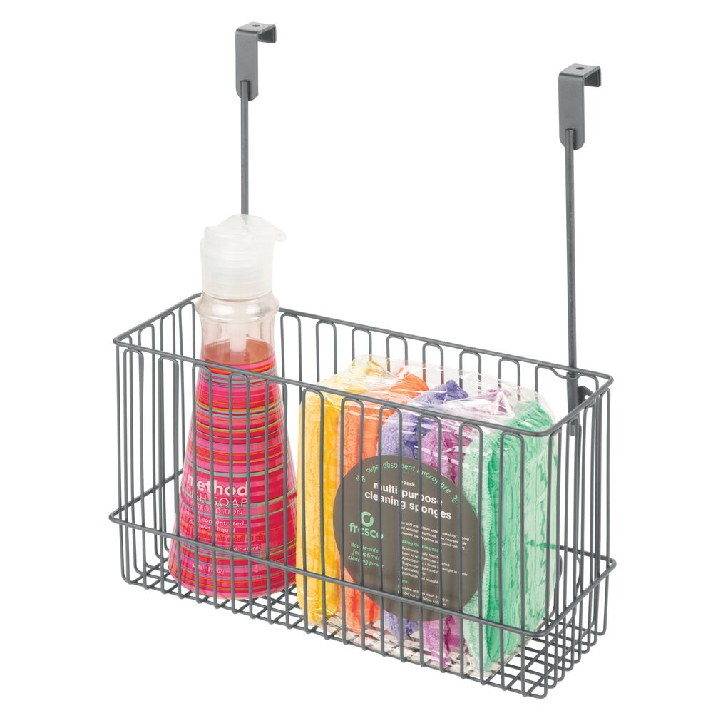 mDesign Metal Hanging Over Kitchen Storage Organizer Basket