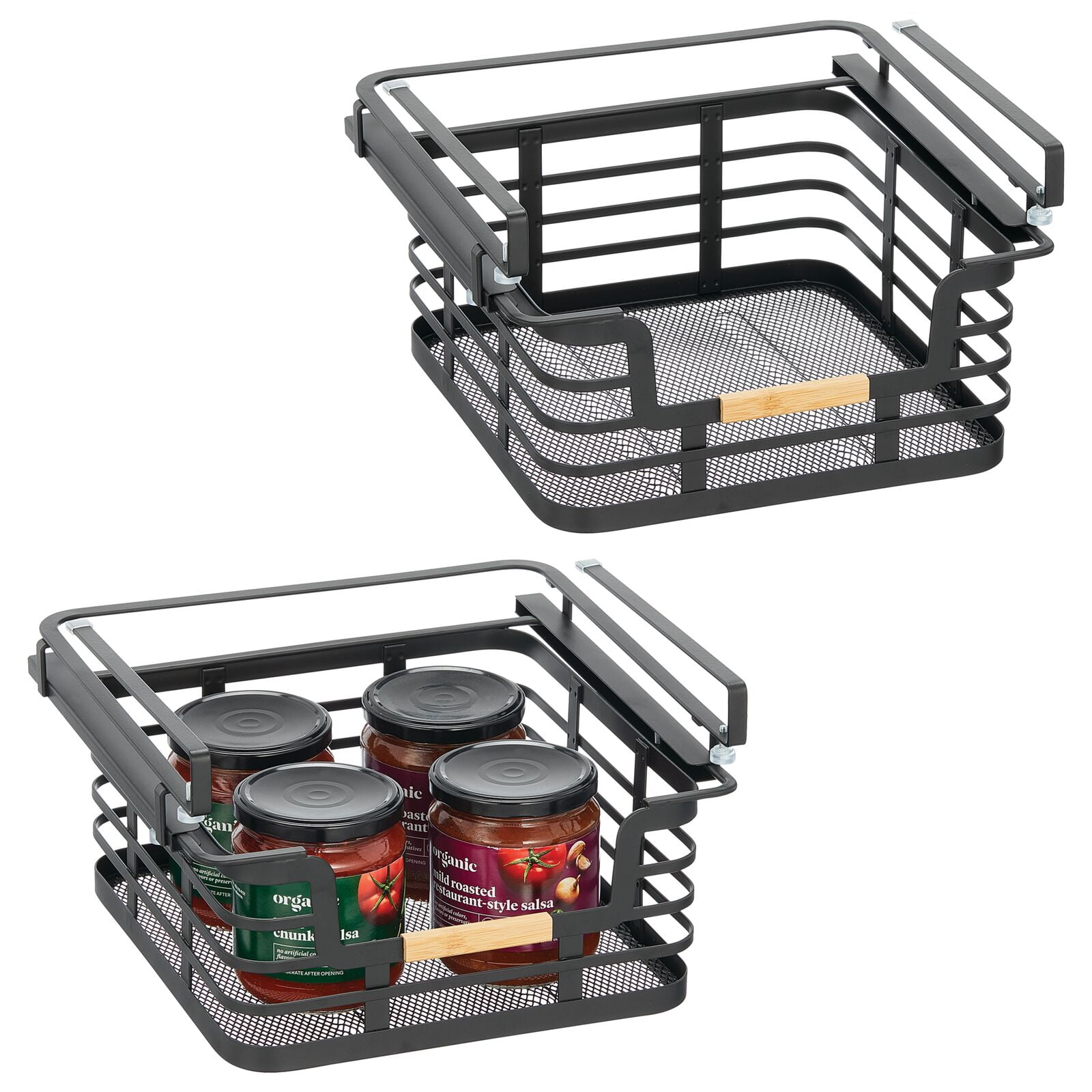 mDesign Metal Kitchen Under Shelf Storage Baskets 2 Pack Matte