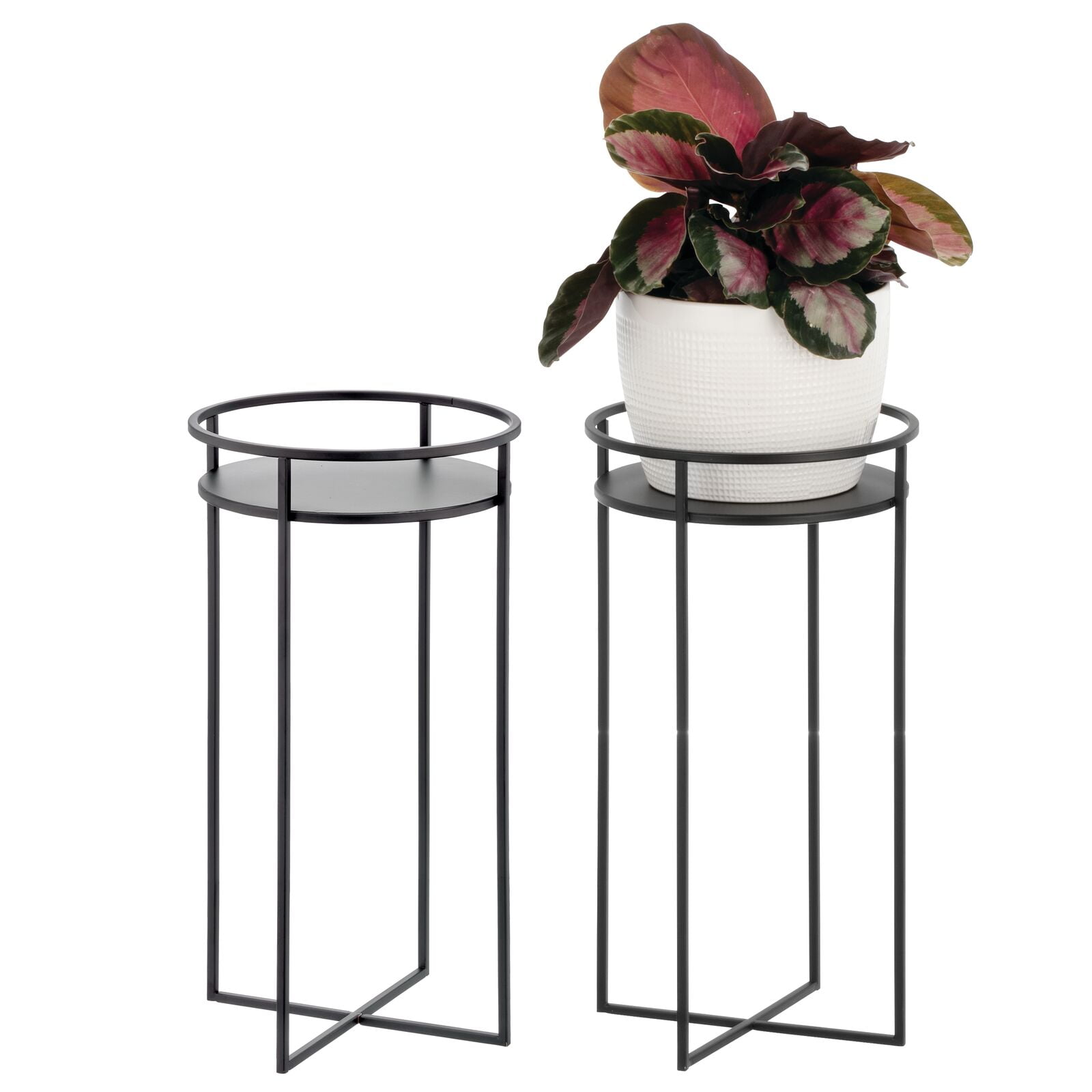 mDesign Metal Midcentury Modern Indoor/Outdoor Plant Stands, 2 Pack