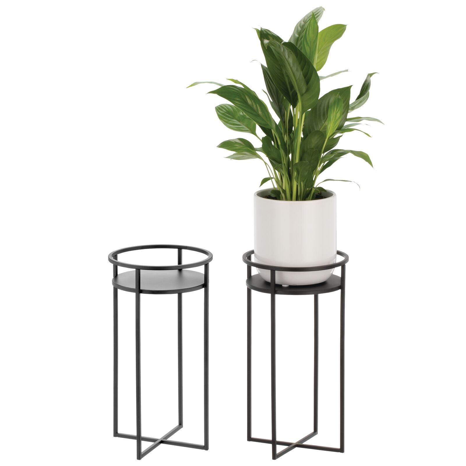 mDesign Metal Midcentury Modern Indoor/Outdoor Plant Stands, 2 Pack