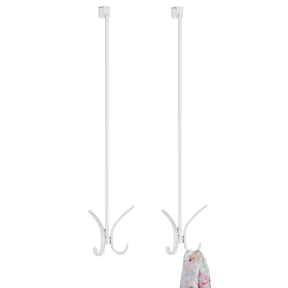 mDesign Metal Over Door Quad 4 Hook Storage Organizer Rack, Tall, 2