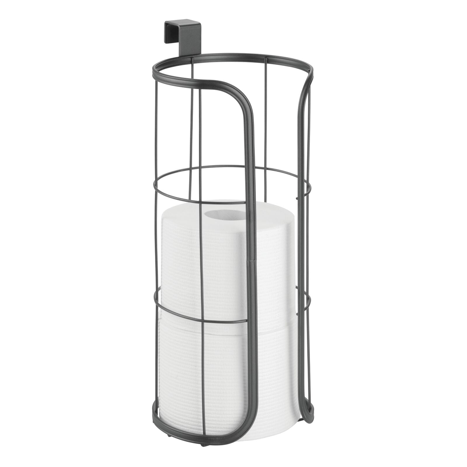 mDesign Metal Over the Tank Toilet Tissue Paper Roll Holder Graphite