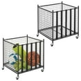 thumbnail image 1 of mDesign Metal Rolling Sports Equipment Storage Holder Rack - 2 Pack - Black, 1 of 8