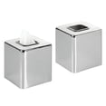 thumbnail image 1 of mDesign Metal Square Modern Tissue Box Cover Holder for Bathroom, 2 Pack, Chrome, 1 of 7