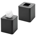 thumbnail image 1 of mDesign Metal Square Tissue Box Cover for Bathroom - 2 Pack - Black, 1 of 6