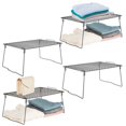 thumbnail image 1 of mDesign Metal Stackable Closet Storage Organizer Shelf, 4 Pack - Dark Gray, 1 of 8