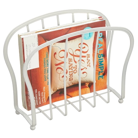 mDesign Metal Standing Rack Magazine Holder for Bathroom - Light Gray