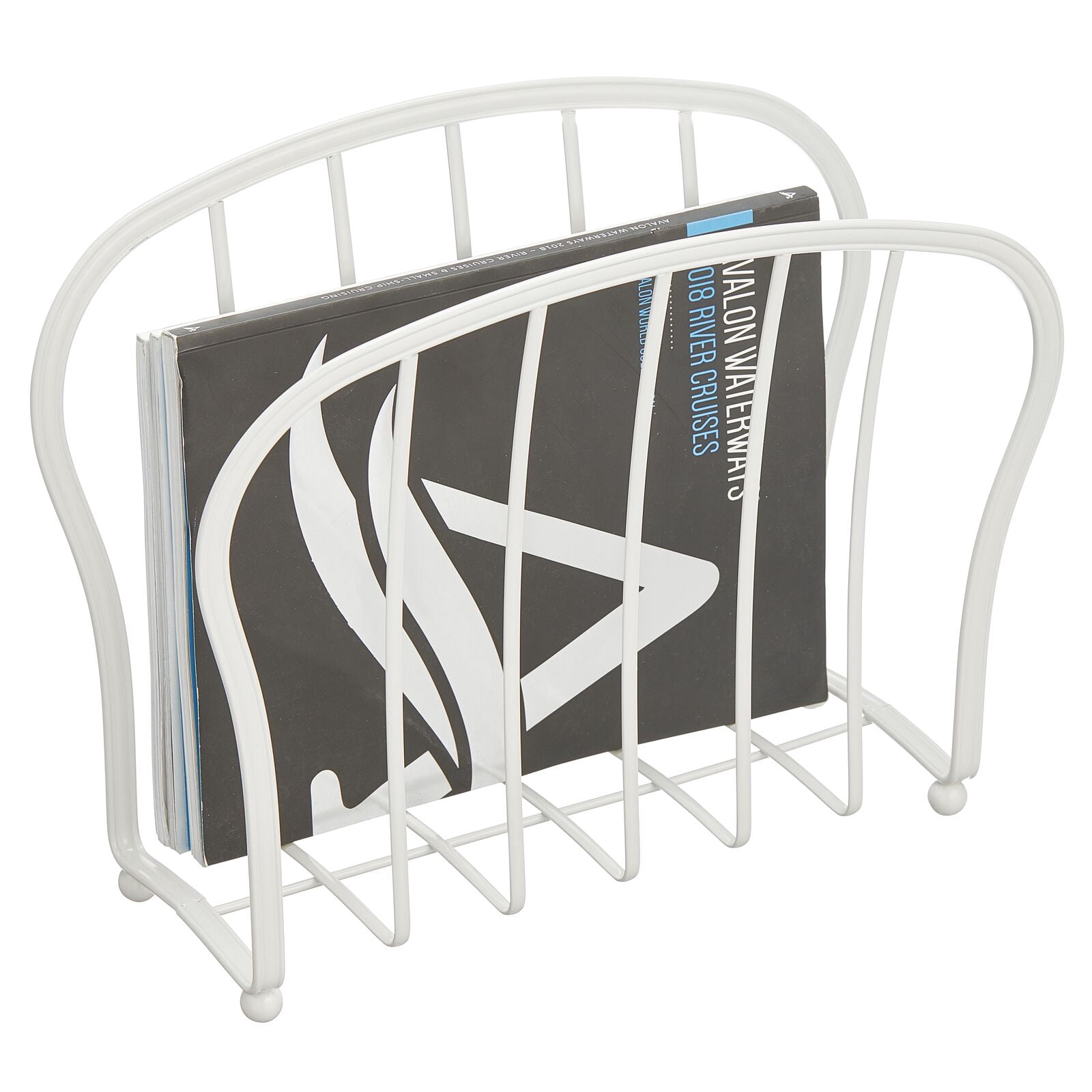 mDesign Metal Standing Rack Magazine Holder for Bathroom - White ...