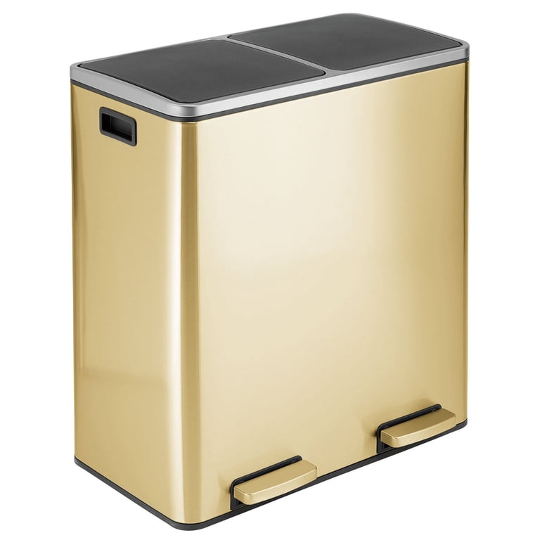 mDesign Kitchen Wastebasket with Lid, 60-Liter Large Dual