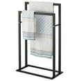 thumbnail image 1 of mDesign Metal Tall 2-Tier Free-standing Bathroom Towel Rack  - Matte Black, 1 of 7