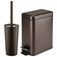thumbnail image 1 of mDesign Metal Toilet Bowl Brush and Holder + Wastebasket - Set of 2, Bronze, 1 of 9