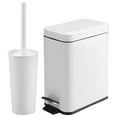 thumbnail image 1 of mDesign Metal Toilet Bowl Brush and Holder + Wastebasket - Set of 2, White, 1 of 9