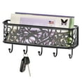 thumbnail image 1 of mDesign Metal Wall Mount Entryway Storage, Mail Sorter Basket - Matte Black, 1 of 5