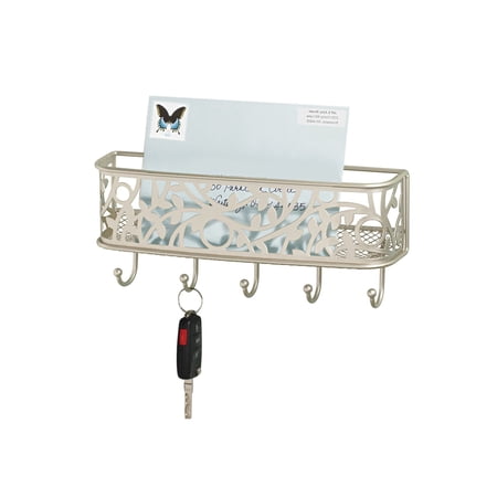 mDesign Metal Wall Mount Entryway Storage, Mail Sorter Basket - Satin