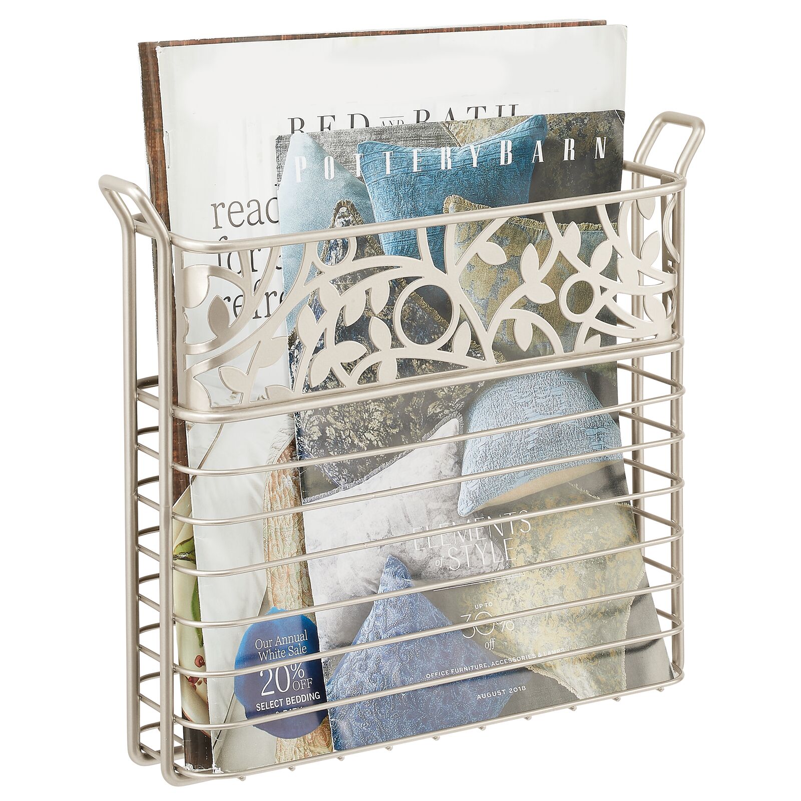 mDesign Metal Wall Mount Magazine, Book Holder, Compact Rack Matte