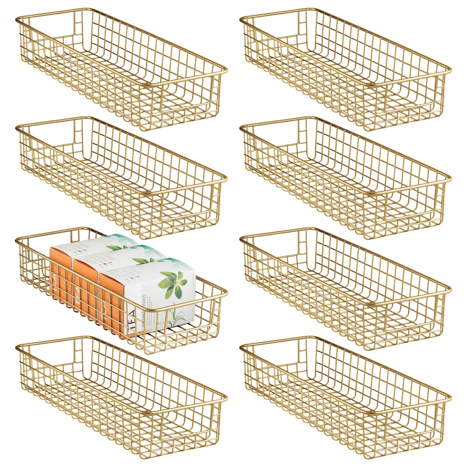 mDesign Metal Wire Basket for Organizing Storage Pantry 8 Pack Soft