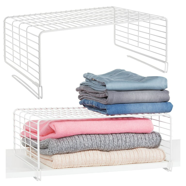 mDesign Metal Wire Shelf Dividers for Closet Organization - 2 Pack
