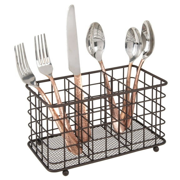 mDesign Metal Wire Cutlery and Utensil Storage Bin for Kitchen - Bronze