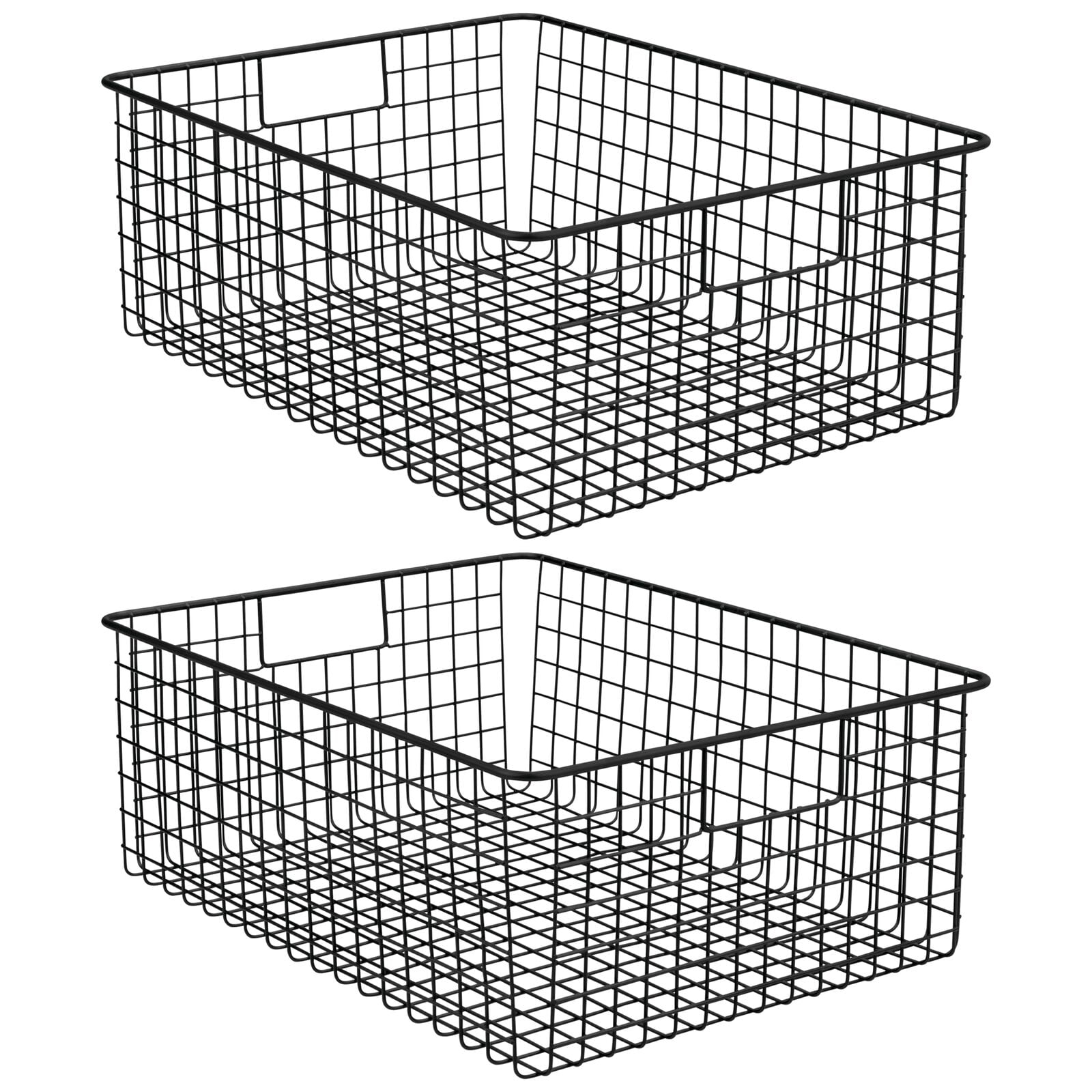 mDesign Metal Wire Food Organizer Basket, BuiltIn Handles, 2 Pack