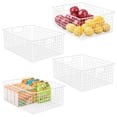 thumbnail image 1 of mDesign Metal Wire Food Organizer Basket, Built-In Handles, 4 Pack, White, 1 of 7
