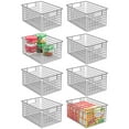 thumbnail image 1 of mDesign Metal Wire Food Organizer Basket, Built-In Handles, 8 Pack, Dark Gray, 1 of 9