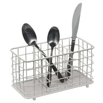mDesign Metal Wire Kitchen Cutlery/Utensil Storage Bin, 3 Sections - Gray
