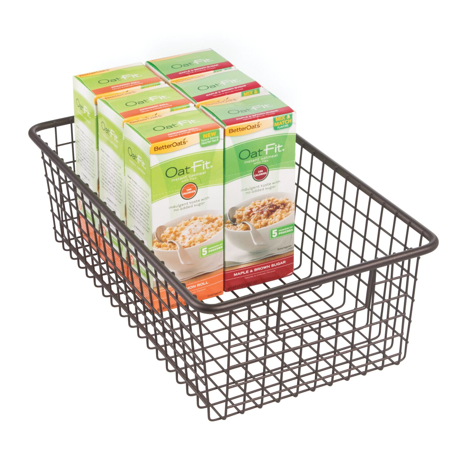 mDesign Metal Under Shelf Basket for Kitchen Storage - Wire Farmhouse  Sliding Bin Basket for Pantry - Large Open Front Organizer for Food,  Drinks