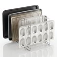 thumbnail image 1 of mDesign Metal Wire Pot/Pan Organizer Rack for Kitchen, 8 Slots - Chrome, 1 of 8