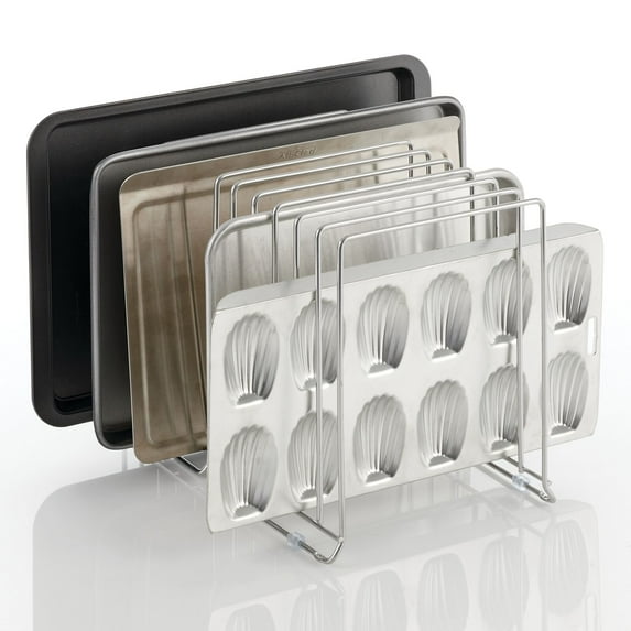 mDesign Metal Wire Pot/Pan Organizer Rack for Kitchen, 8 Slots - Chrome