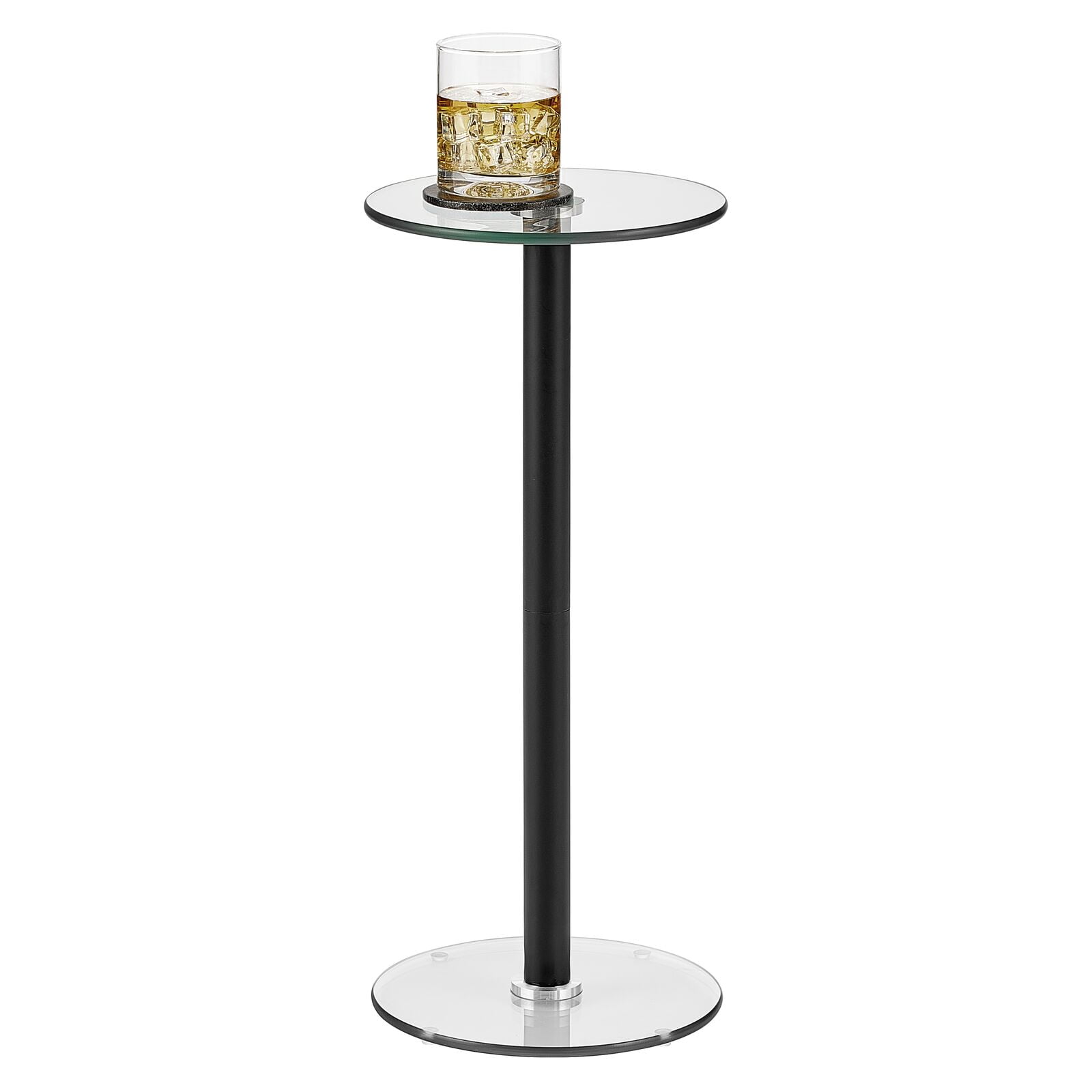 mDesign Metal and Glass Top Round Accent Side/End Drink Table Matte
